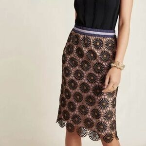 Current Air Anthropologie Loire Lace scalloped Hem Side Stripe Pencil Skirt XS